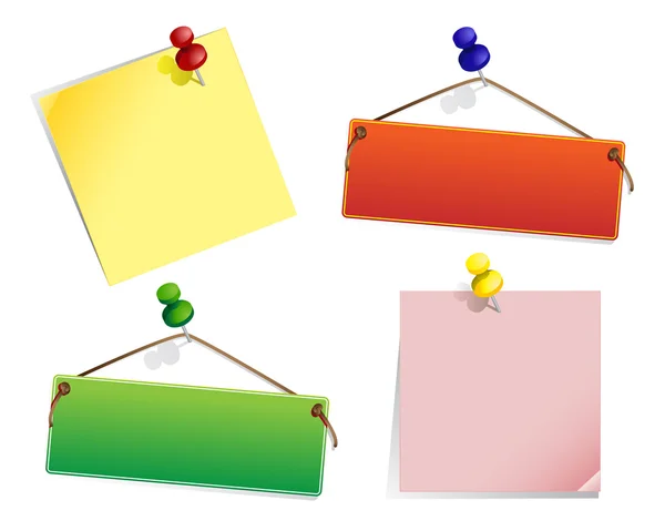 Papiers colorés et épingles — Image vectorielle