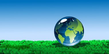 Globe on the grass clipart