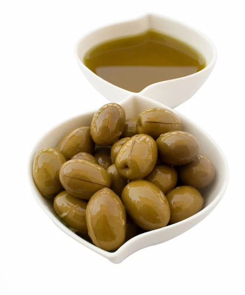 Olive pickle and olive oil — Stock Photo, Image