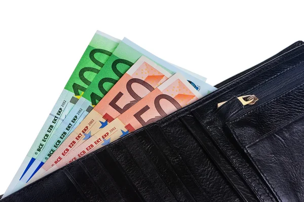 Portefeuille met eurobiljetten. — Stockfoto