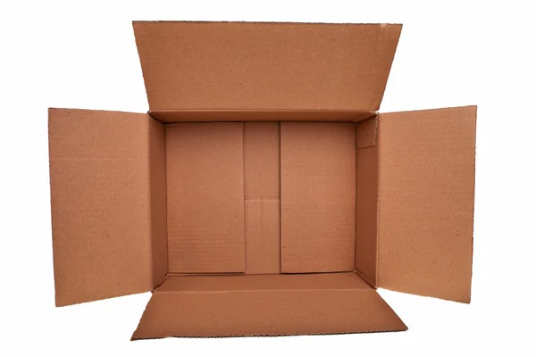 Caixa de papelão marrom aberta . — Fotografia de Stock