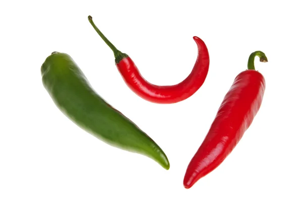 Rote und grüne würzige Paprika. — Stockfoto