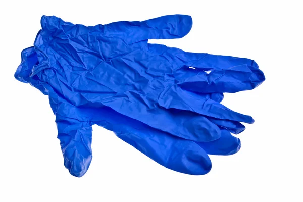 Ciemno niebieskie rękawice lateksowe. — Zdjęcie stockowe