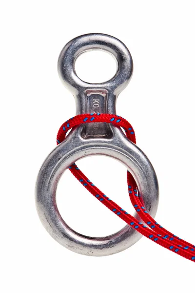 stock image Climbing gear with red rope.