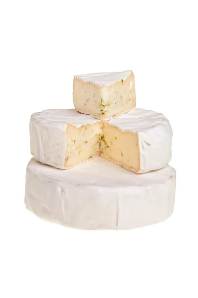 Blocchi di formaggio rotondi impilati . — Foto Stock