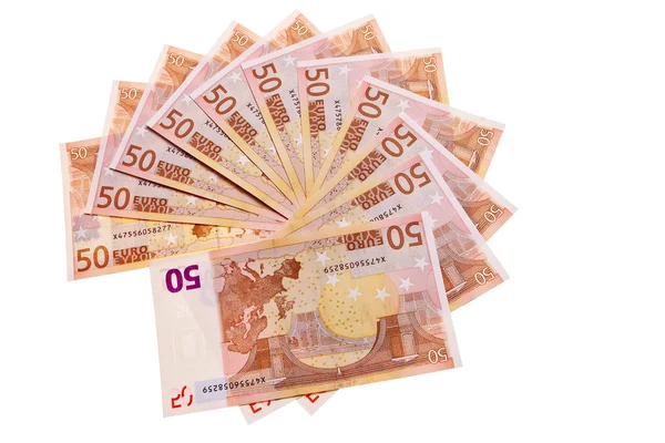 50 euro bankovek v kruhovém vzoru. — Stock fotografie