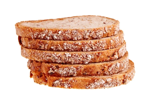 Buğday ekmek beş dilimleri dizilir. — Stok fotoğraf