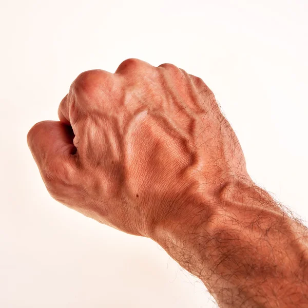 Vita manliga högra hand, knytnäve. — Stockfoto
