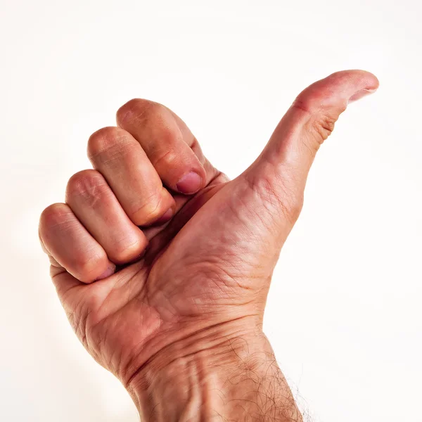 Vita manliga högra handen med tummen upp. — Stockfoto