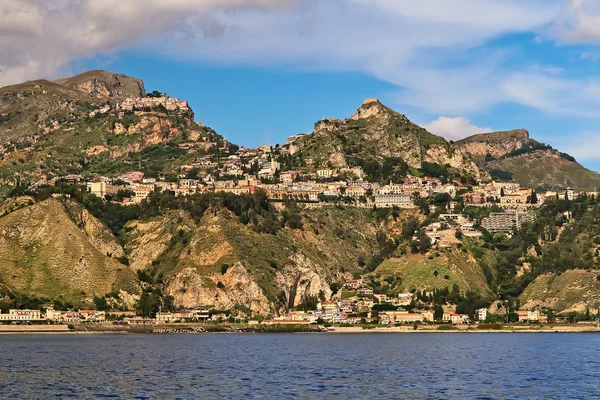 Taormina stad op Sicilië. Stockfoto