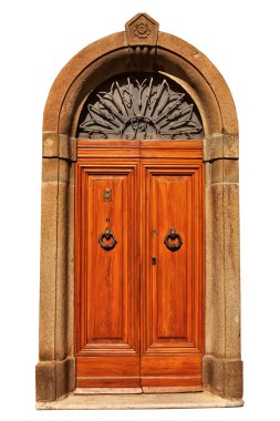 Wooden closed brown door. clipart