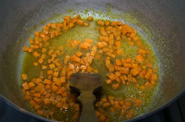 stock image Vegetarian food: We fry carrots