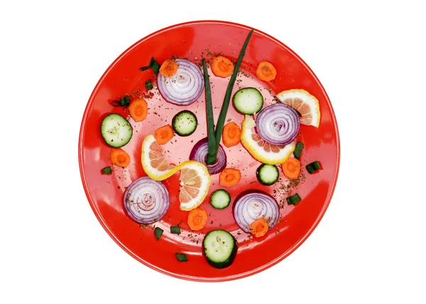 Red plate healthy clock — Stock Photo, Image