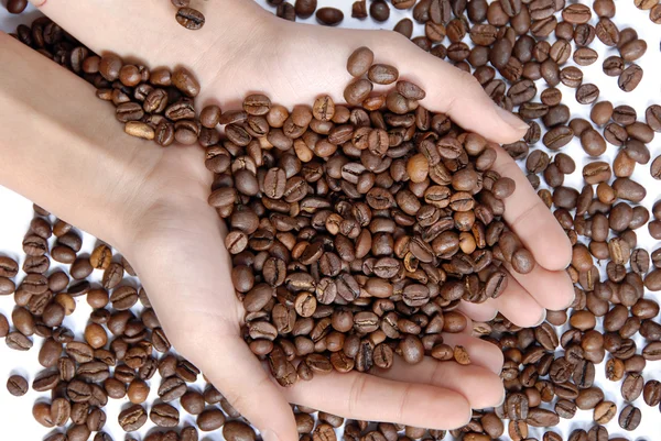 stock image Coffee beans in hands