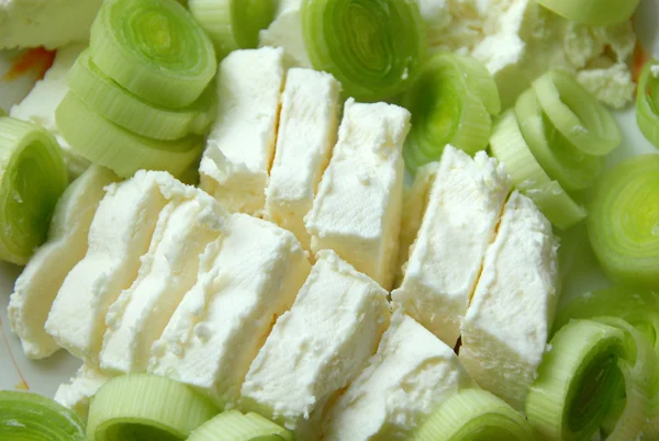 Leek cheese background — Stock Photo, Image