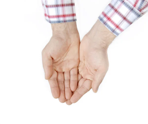 Две руки над белым — стоковое фото