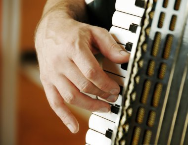 Musician hand playing accordion clipart