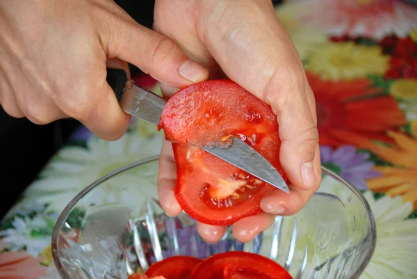 Taglio di pomodoro — Foto Stock