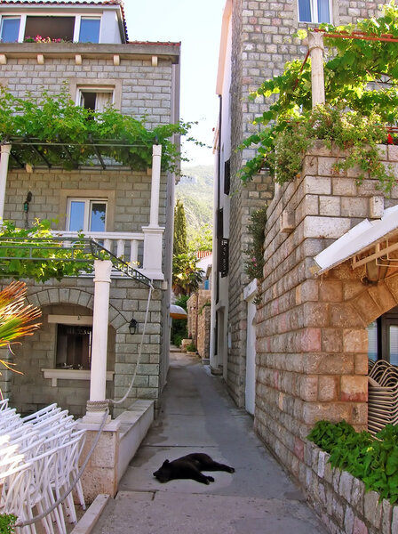 Street between stone houses