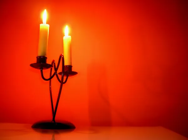 蜡烛在橙色 — 图库照片