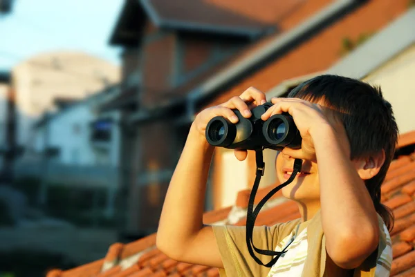 stock image Boy with binoculars