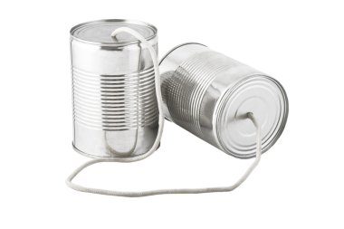 Cans telephone connected by string clipart