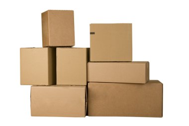 Brown cardboard boxes arranged in stack clipart