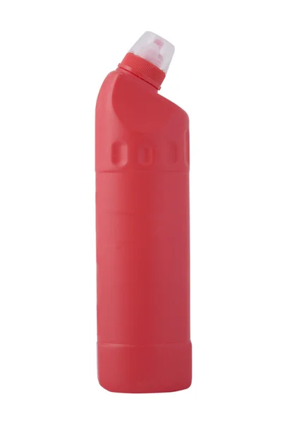 Botella roja, producto de limpieza — Foto de Stock