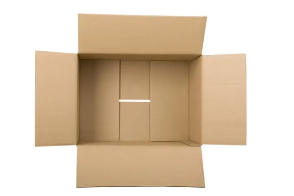 Ανοίξτε το κουτί από κυματοειδές χαρτόνι — Φωτογραφία Αρχείου