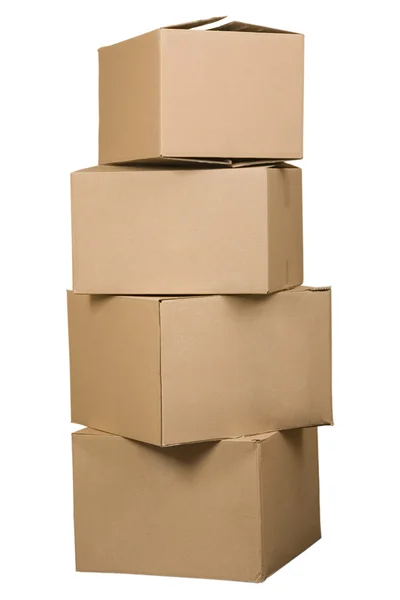 Braune Kartons stapelweise angeordnet — Stockfoto