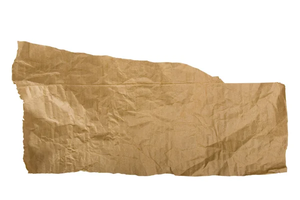 Шматок коричневого паперу, рваний на білому — стокове фото