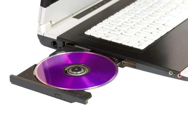 Laptop leitor de cd dvd e escritor — Fotografia de Stock