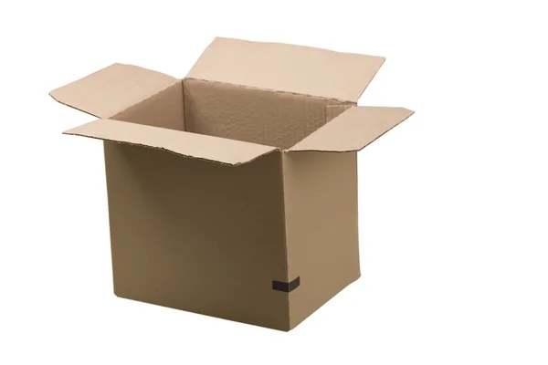 Відкрита гофрована картонна коробка — стокове фото