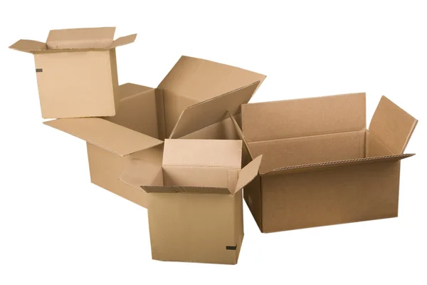 Open brown cardboard boxes — Stock Photo, Image