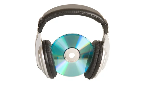 Musikkonzept, Kopfhörer und CD — Stockfoto