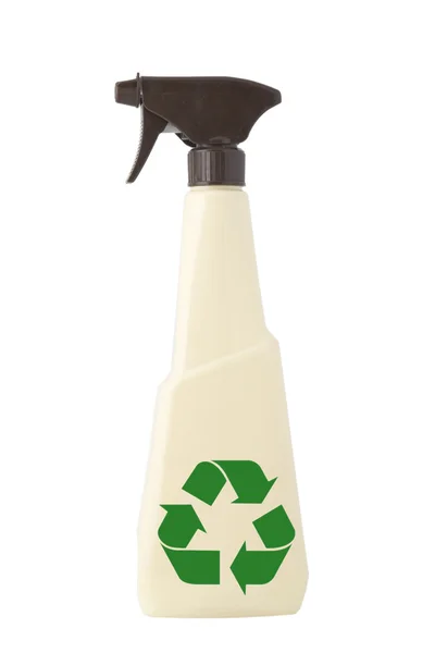 Reinigungsspray und Recyclingschild — Stockfoto