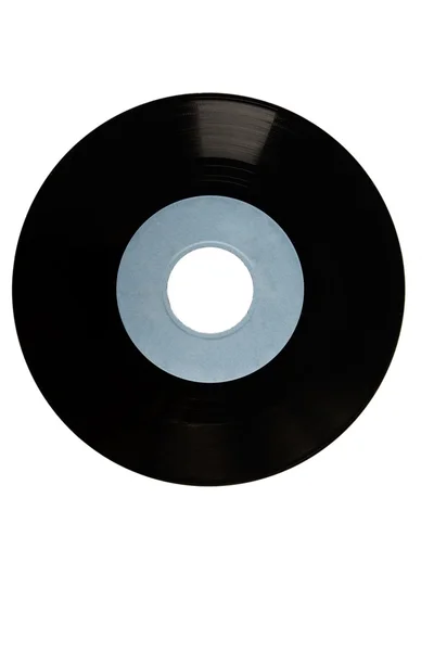 Schwarzes Vinyl mit blauem Etikett — Stockfoto