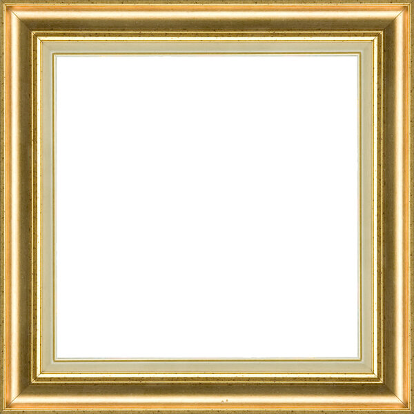 Wooden golden classic frame on white background