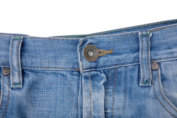 Джинсы в синих джинсах с кнопкой — стоковое фото
