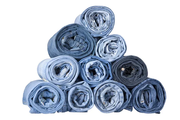 Roll blue denim jeans — Stock Photo, Image