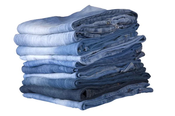 Blue jeans stapel — Stockfoto