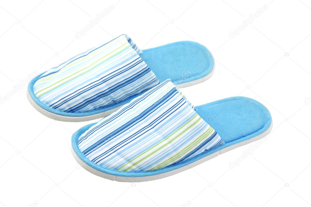 Blue, textile, unisex slippers