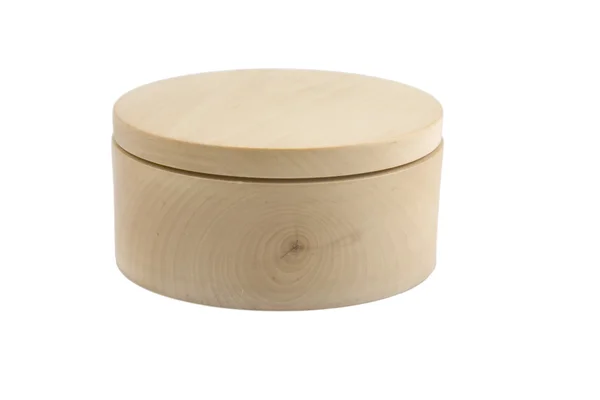 Деревянная круглая коробка — стоковое фото