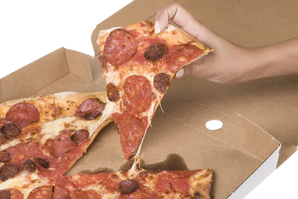 Baharatlı pizza carboard kutusu — Stok fotoğraf