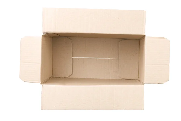 Ανοίξτε το κουτί από κυματοειδές χαρτόνι — Φωτογραφία Αρχείου