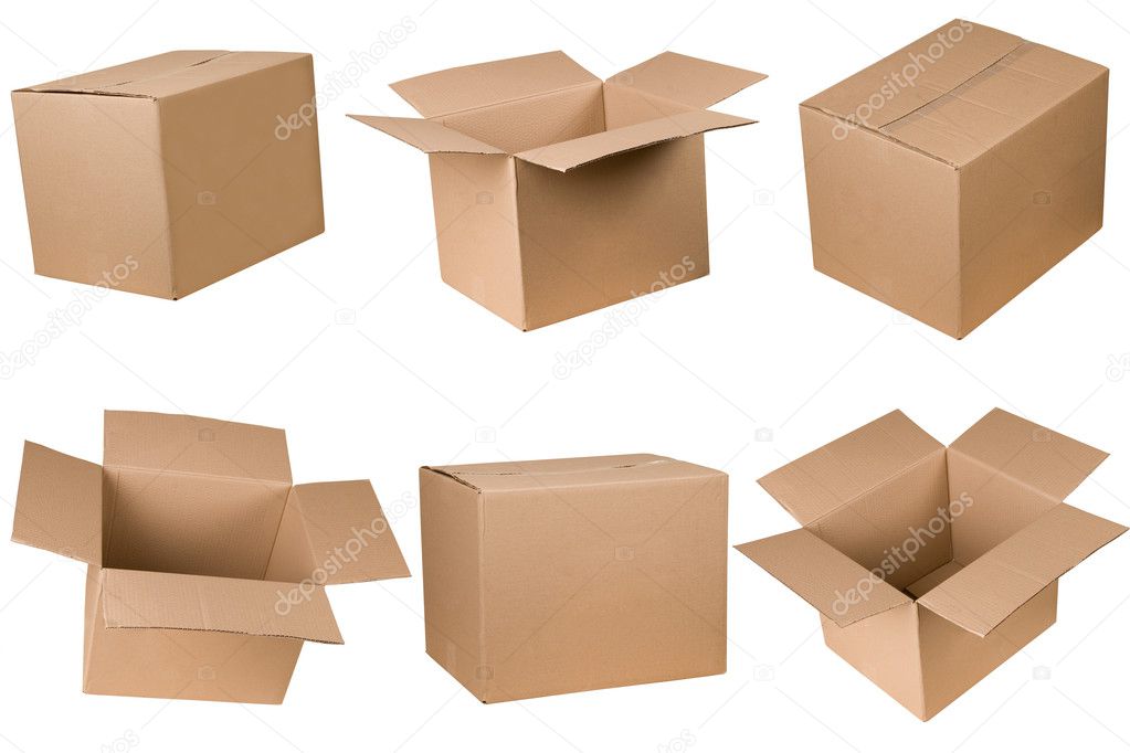 Opened and closed cardboard box
