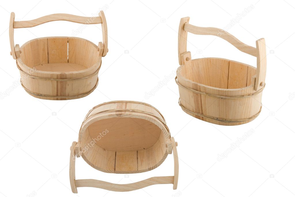 Empty wooden bucket