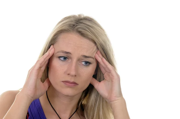 Frau hat Kopfschmerzen — Stockfoto