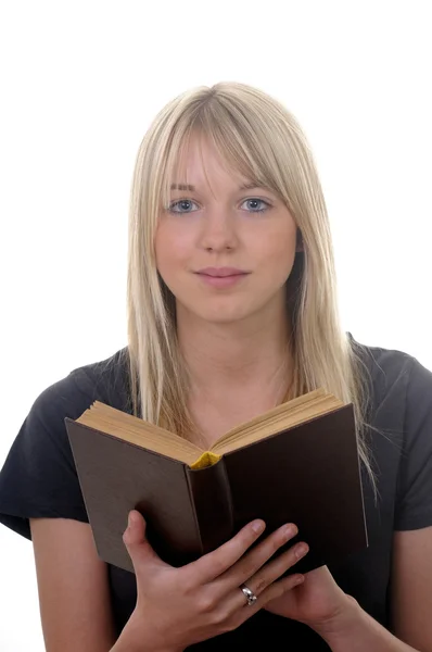 本を持つ若い女性 — ストック写真