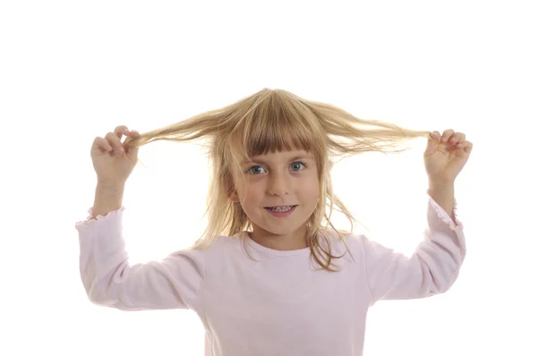 Dívka hra s vlasy — Stock fotografie